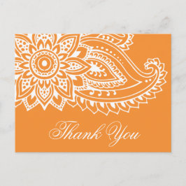 Orange Indian Paisley Vielen Dank Postkarte