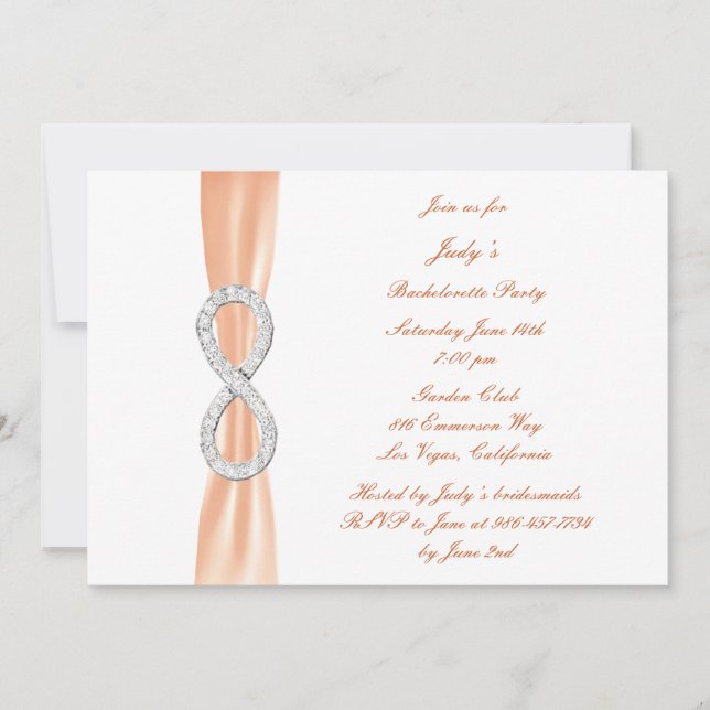 Orange Infinity Bachelorette Party Invitation (Devant)