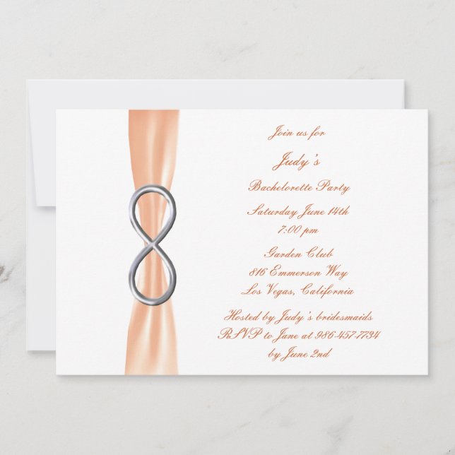 Orange Infinity Bachelorette Party Invitation (Devant)