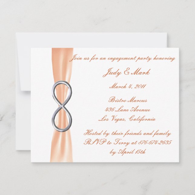 Orange Infinity Engagement Party Invitation (Devant)