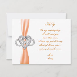 Orange Infinity Heart Trauzeugin Card Einladung