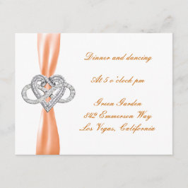 Orange Infinity Heart Wedding Reception Card Einladung