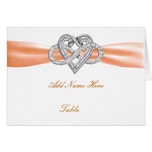 Orange Infinity Mariage de coeur Carte de place (Devant Horizontal)