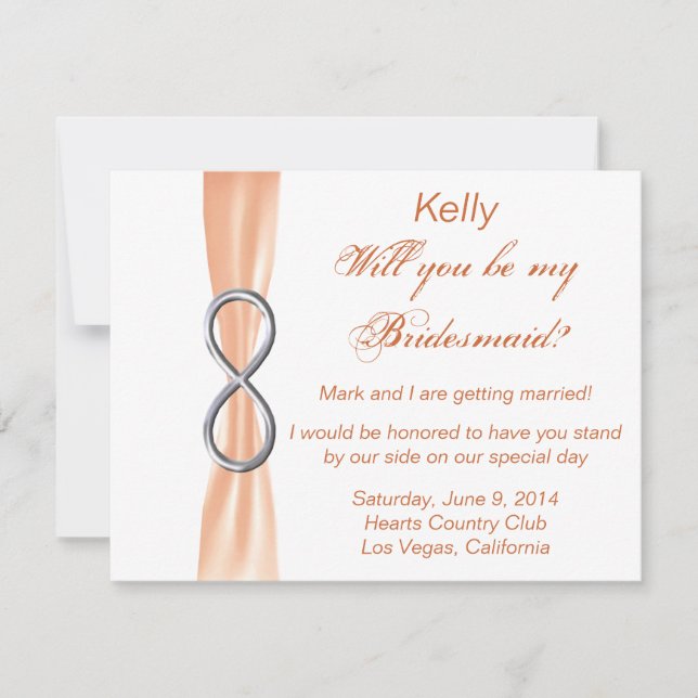 Orange Infinity Wedding Bridesmaid Card Einladung (Vorderseite)