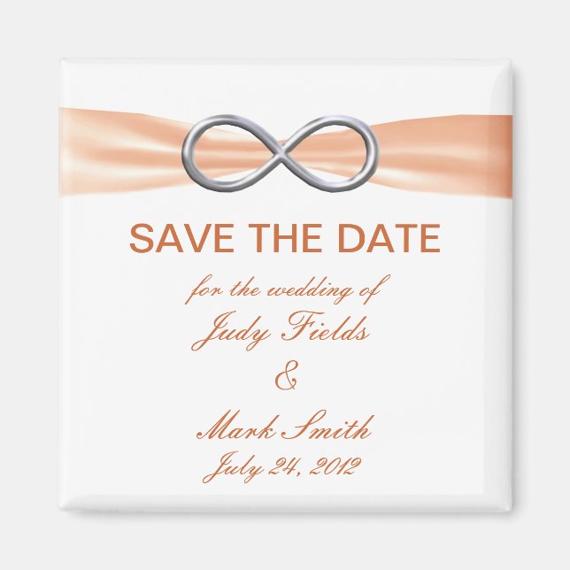 Orange Infinity Wedding speichert das Date Magnet (Vorne)