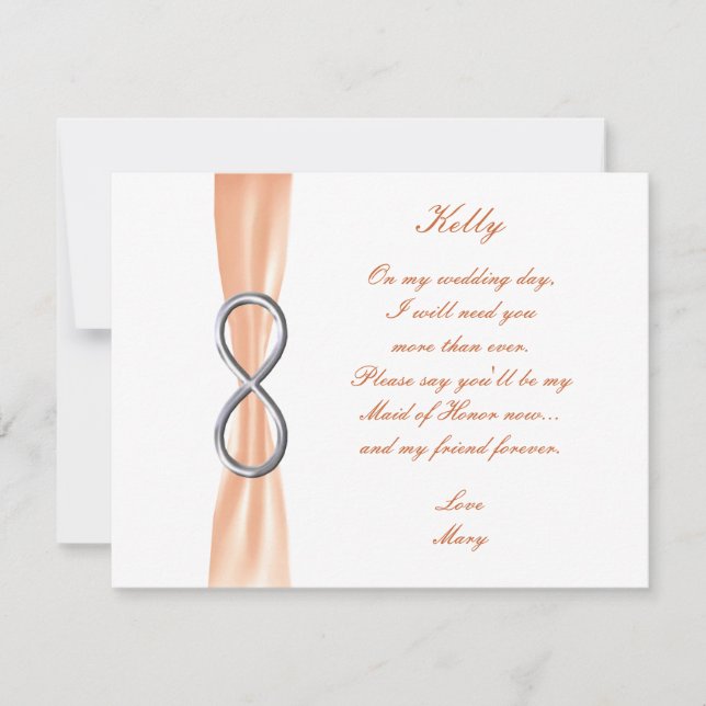 Orange Infinity Wedding Trauzeugin Card Einladung (Vorderseite)