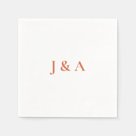 Orange Initials Wedding Napkin Serviette