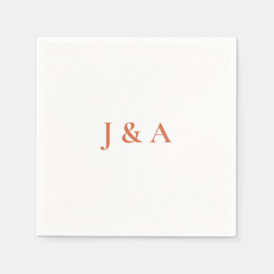 Orange Initials Wedding Napkin Serviette