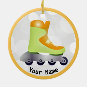 Orange Inline Skate Design Ceramic Ornament