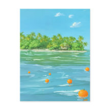 Orange-Insel - Seestück in malerischem Stil