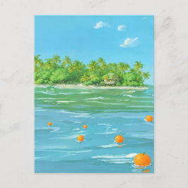 Orange-Insel - Seestück in malerischem Stil Postkarte