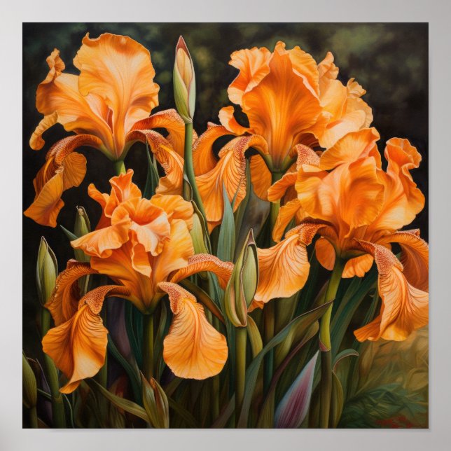 Orange Irische Blume Art Print Poster (Vorne)