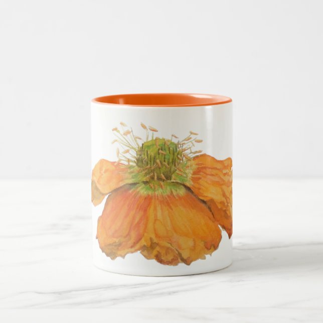 Orange isländische Mohnblumen-Tasse 11 Unze. Ton 2 Zweifarbige Tasse (Mittel)