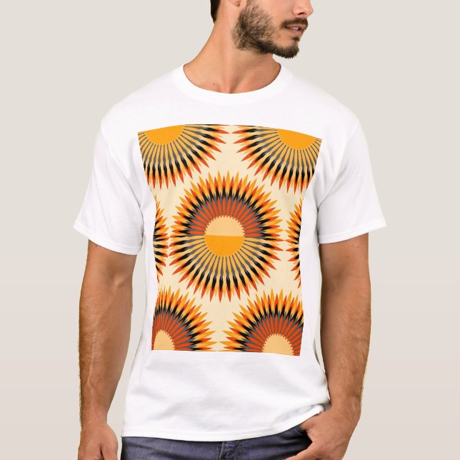 Orange Ivory Blume Sternmuster T-Shirt (Vorderseite)