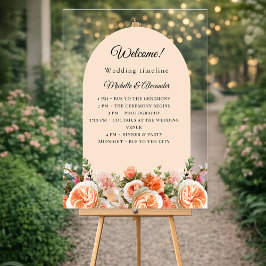 Orange ivory florals arch clear wedding program