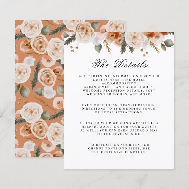 Orange Ivory Moss Blumenladen Details zur Hochzeit (Vorne/Hinten)