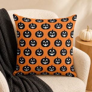 Orange Jack O Lantern Pumpkin Pattern Halloween Kissen