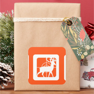 Orange Jagd Buck in Crosshairs Quadratischer Aufkleber