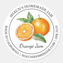 Orange Jam Modern Label Runder Aufkleber