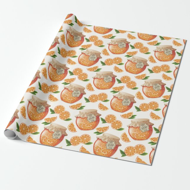 Orange Jam Pattern Geschenkpapier (Ungerollt)