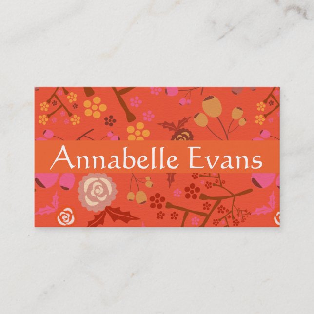 Orange Japanese Floral Pattern Personalize Visitenkarte (Vorderseite)