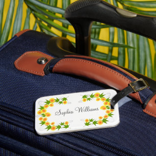 Orange japanische Blume weiß Gepäckanhänger