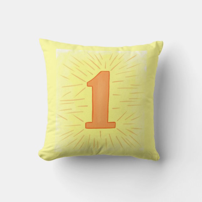 Orange jaune Numéro un Coussin (Recto)