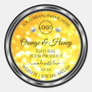 Orange Jaune Parties scintillant Produit Étiquette
