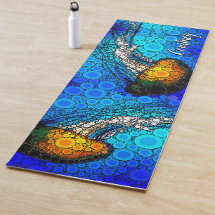 Orange Jellyfish Blauer Ozean Individuelle Name Bu Yogamatte