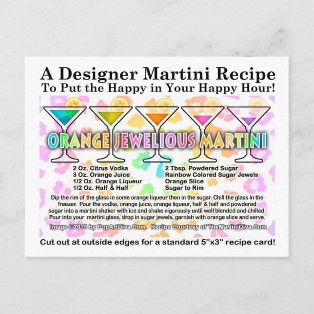 Orange Jewel ious Martini Cocktail Rezept Postkart Postkarte (Vorderseite)
