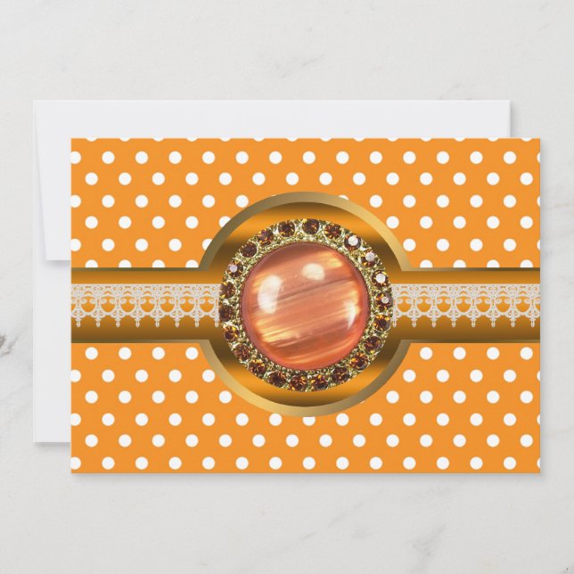 Orange Jeweled Party Einladung (Vorderseite)