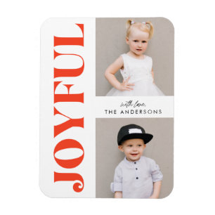 Orange Joyful Modern Christmas Holiday Foto Magnet