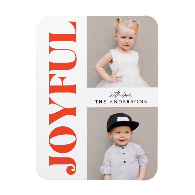 Orange Joyful Modern Christmas Holiday Foto Magnet (Vertikal)