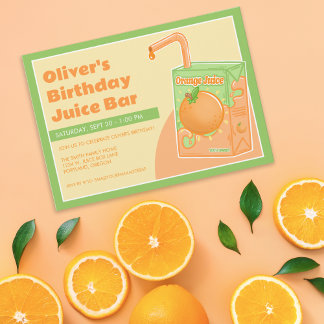 Orange Juice Box Geburtstagsparty Einladung