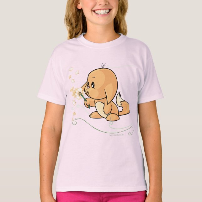Orange Kacheek, das auf einem Löwenzahn wünscht T-Shirt (Vorderseite)