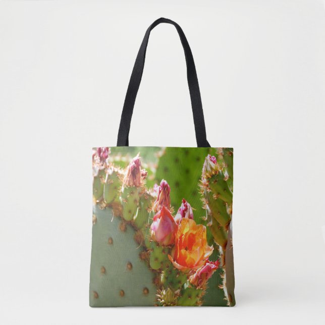 Orange Kaktusfeige-Blüte Tasche (Vorderseite)