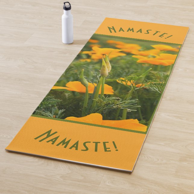 Orange Kalifornien-Mohnblumen-Flecken-Fotografie Yogamatte (Beispiel)