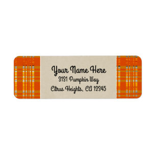 Orange Kariert & Braun Kraft Rustikale Monogramm-I