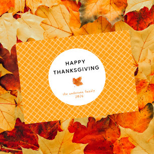 Orange Kariert einfach glücklich Thanksgiving Herb Feiertagskarte