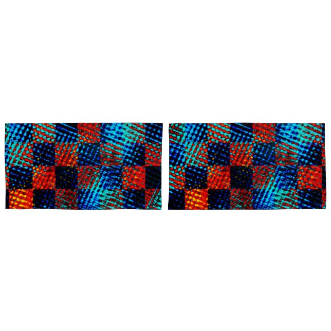 Orange kariert fast rot, blau und Imitate schmutzi Kissenbezug (Vorderseite-Set)
