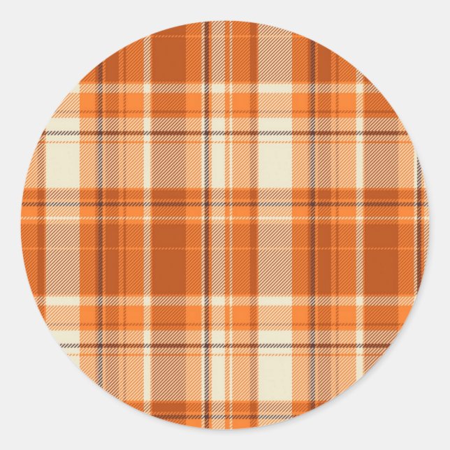 Orange kariert runder aufkleber (Vorderseite)