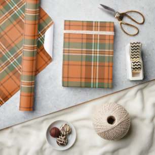 Orange Kariert Tartan Mix Geschenkpapier