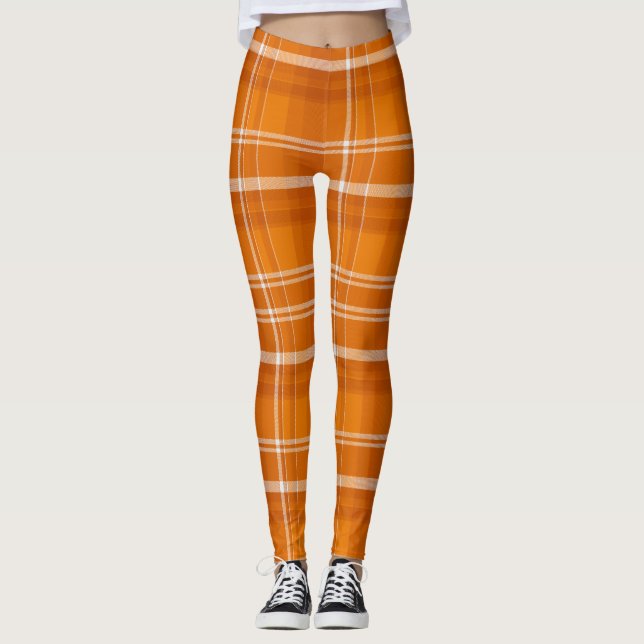 Orange Karierte Leggings perfekt für Herbst Y'all (Vorderseite)