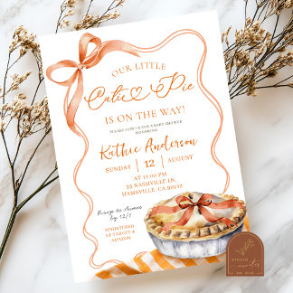 Orange Karierte Süsse Pie Baby Dusche Einladung