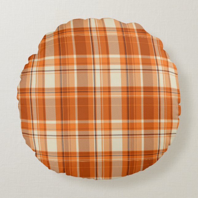Orange kariertes rundes kissen (Vorderseite)