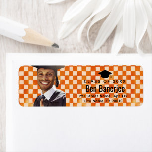 Orange Karo individuell Foto Absolvent Rücksendead