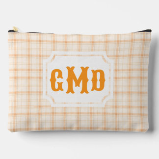 Orange Karo | Monogramm Zubehörtasche