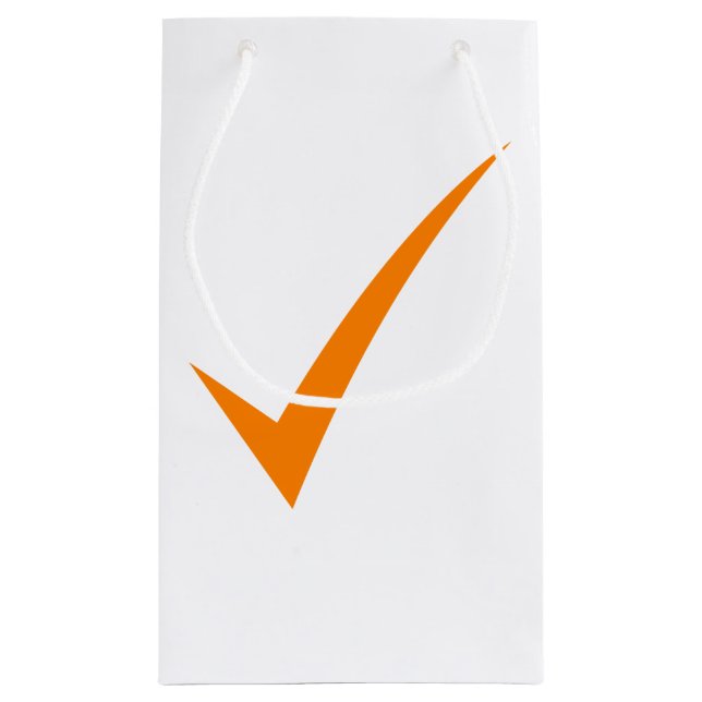 Orange Karo & Rating Symbol Gift Bag Kleine Geschenktüte (Rückseite)