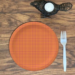 Orange Karomuster-Papierplatte Pappteller
