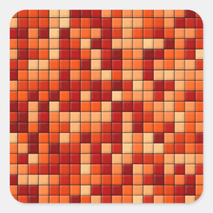 Orange Karos Quadratischer Aufkleber